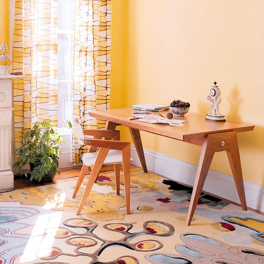 Geometric Vector writing table and Utopia rug