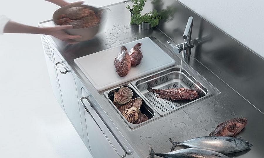 Gorgeous kitchen workstation in stainless steel