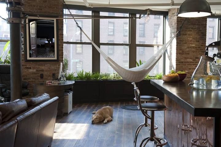 Hammock besides a kitchen