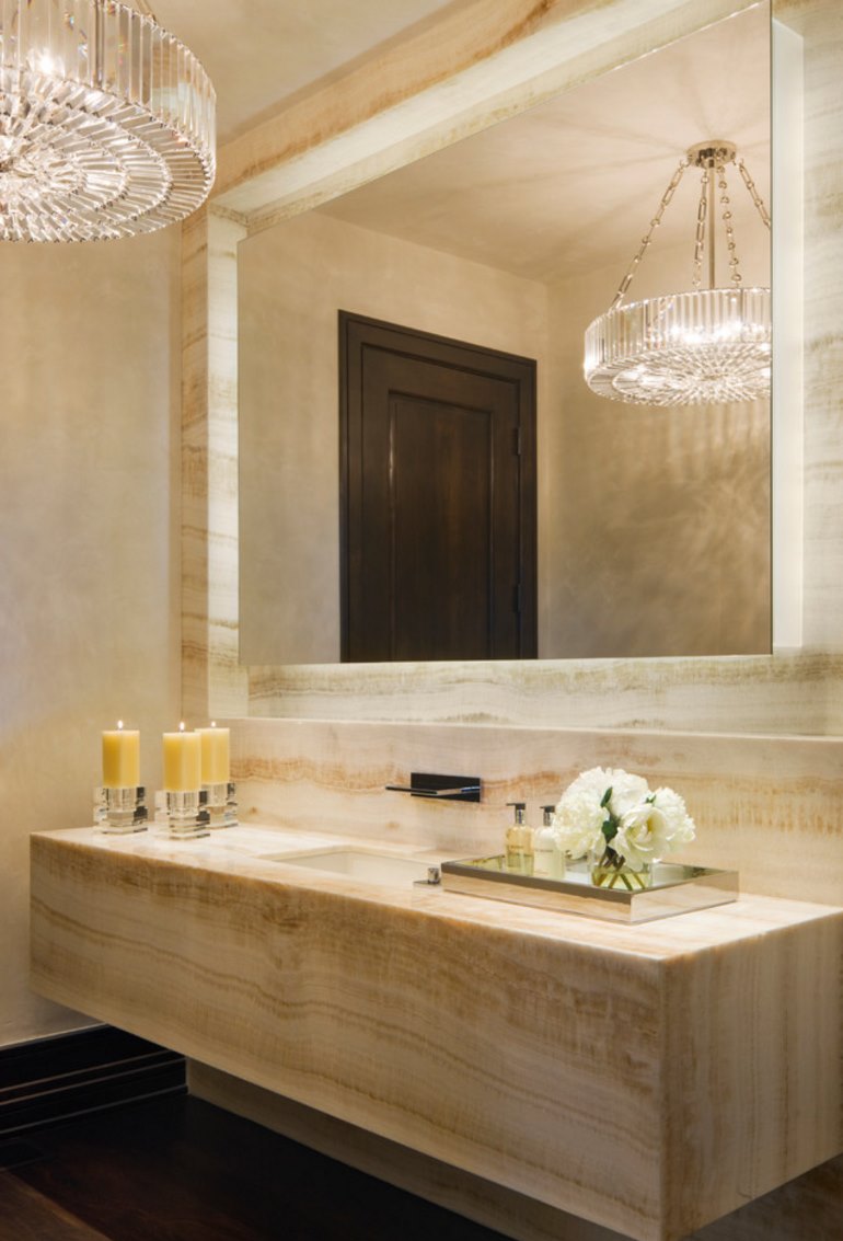 High-end bathroom with candles and flowers