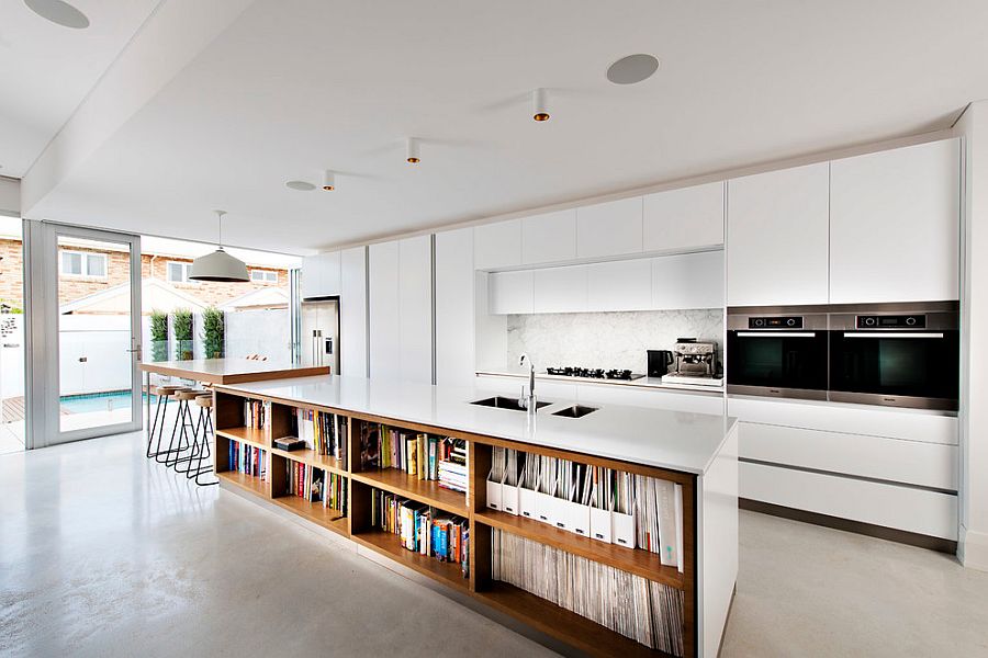 kitchen island bench with shelves