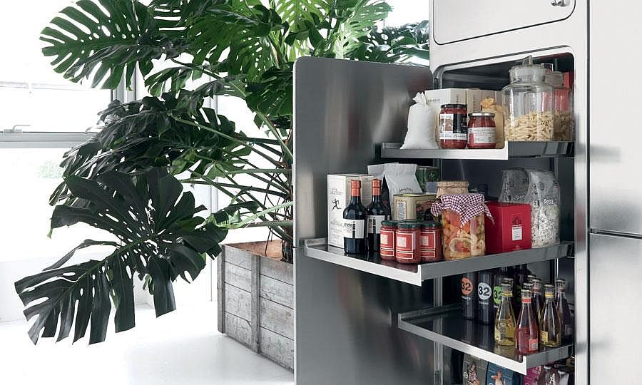 Kitchen pantry design in stainless steel