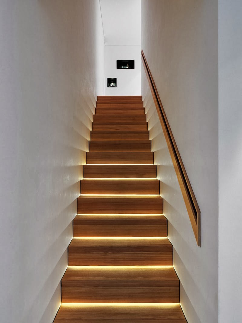 Lighting at the base of each step