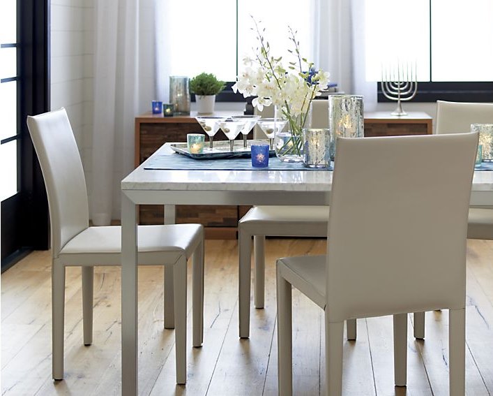 Marble and stainless steel coffee table from Crate & Barrel