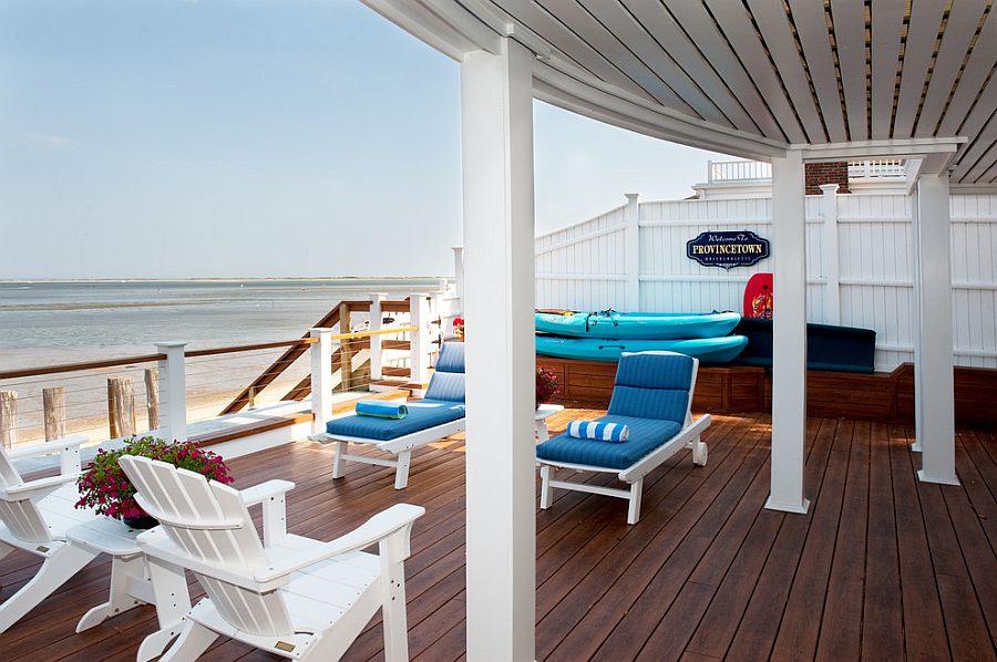 Modern wooden deck overlooking the ocean