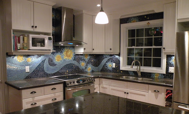 Night sky mosaic backsplash