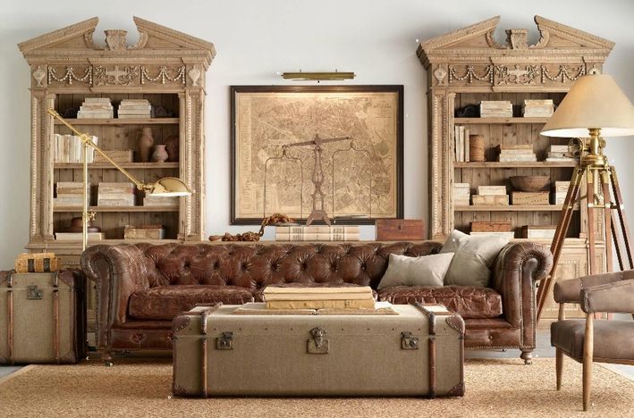 Old steamer trunk used in steampunk living room