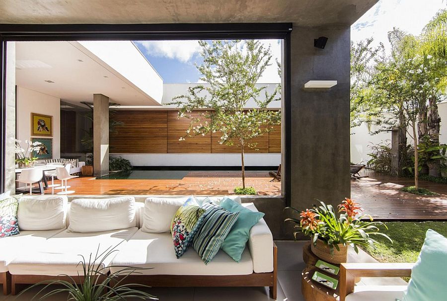 Open design of the sitting area brings greenery indoors