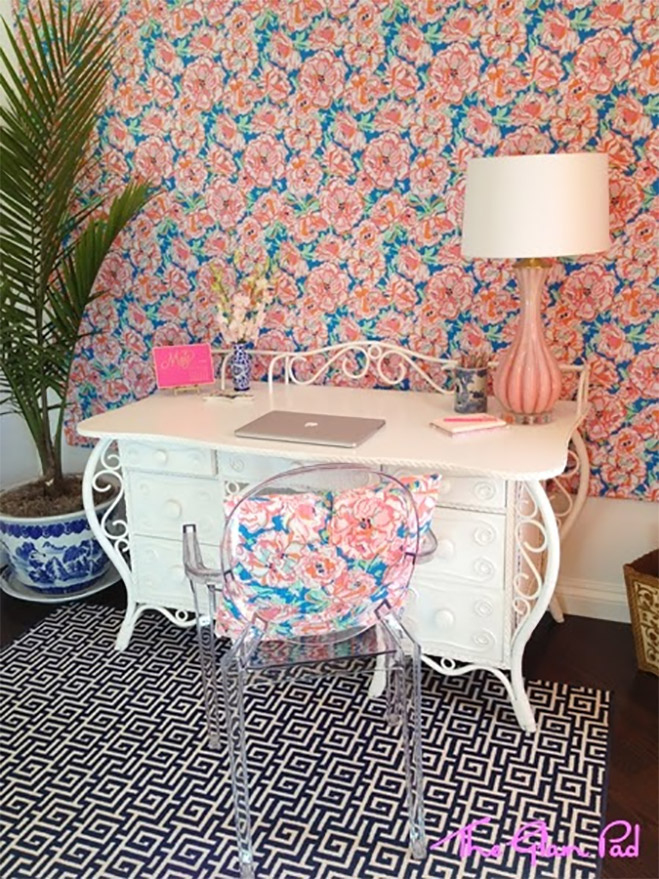 Peach and Blue Home Office