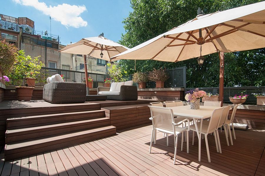 Private roof deck of the modern apartment in Rome