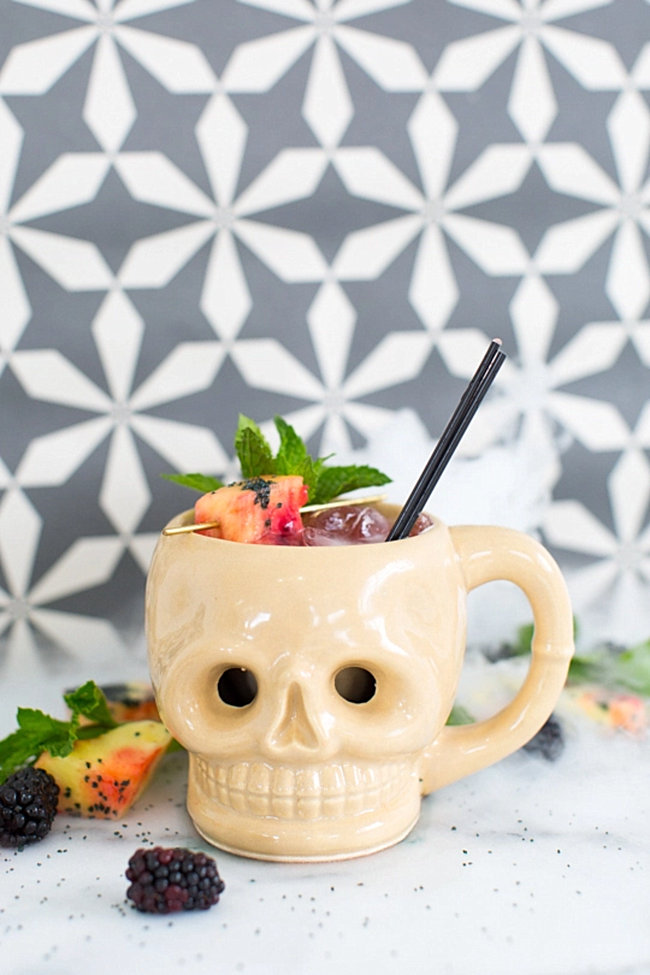 Pumpkin skull cocktail from Sugar & Cloth