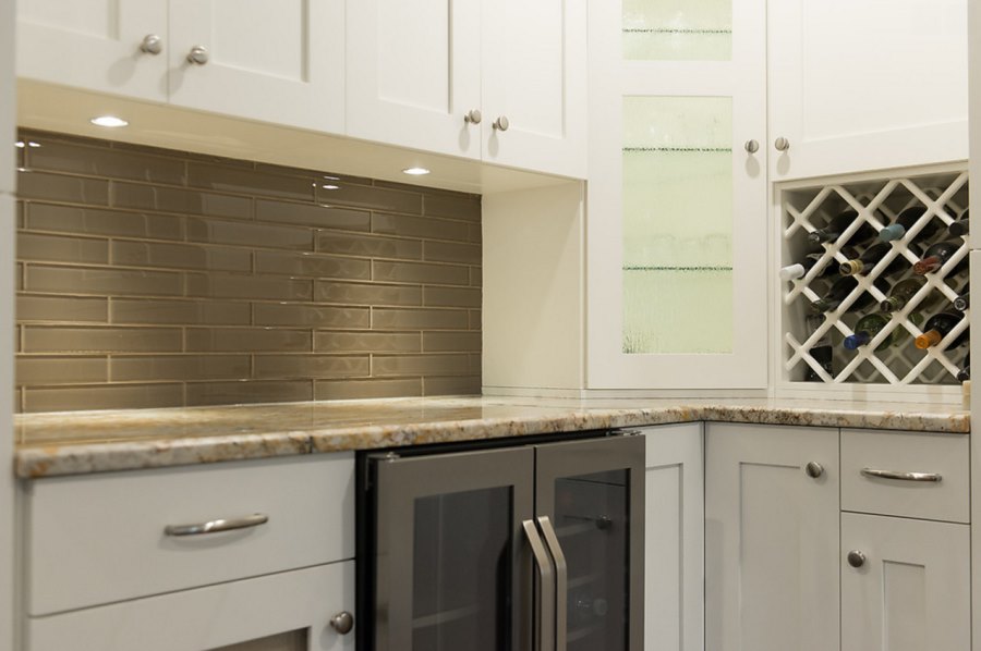 Rain glass on kitchen cabinetry