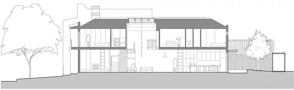 Refurbished double storey terrace house in South Melbourne - Sectional View