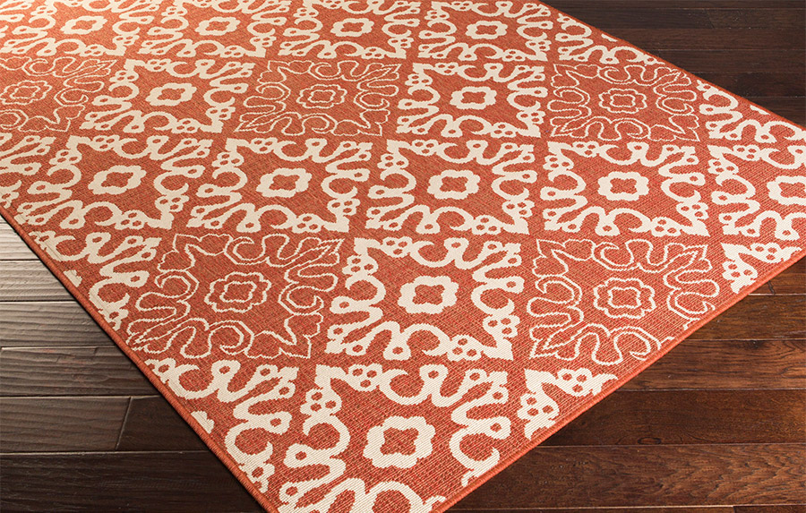 Rust Colored Patterned Rug