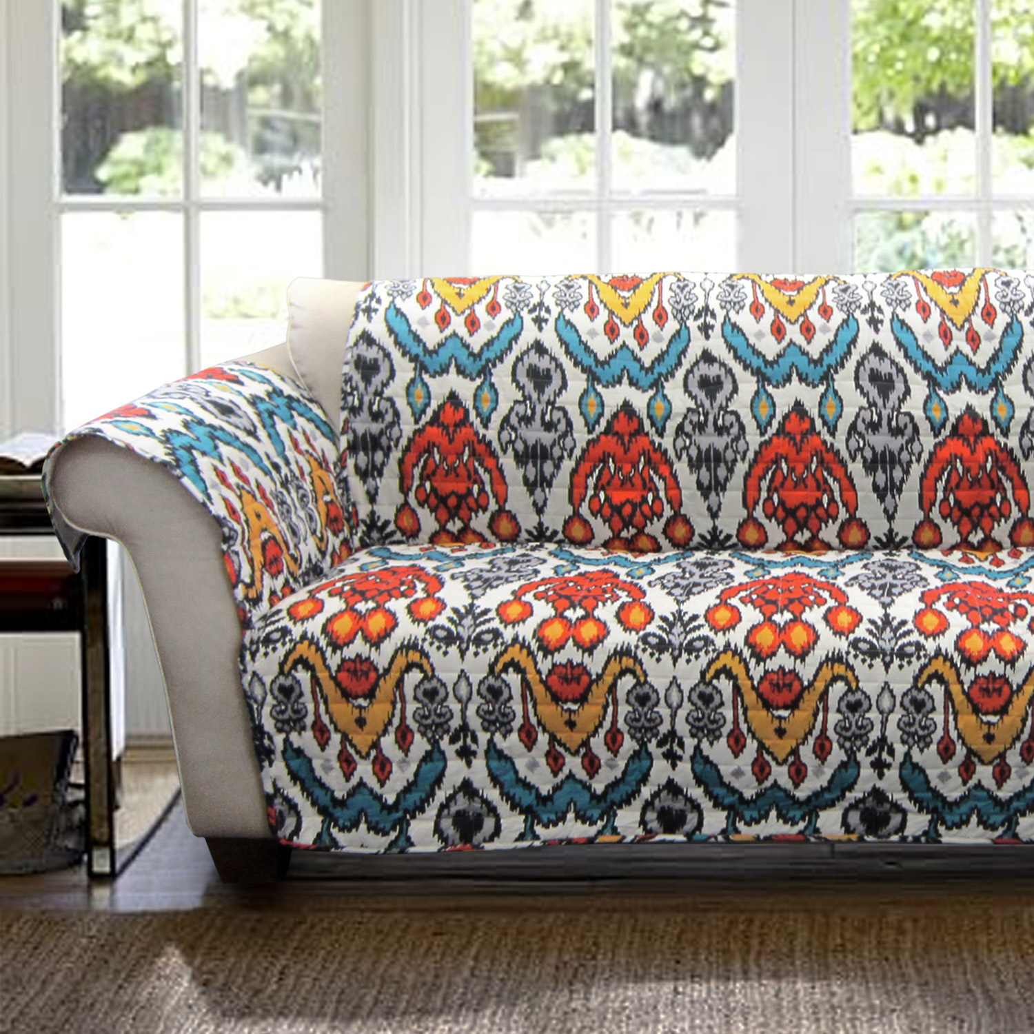 Rust and Turquoise Loveseat Cover