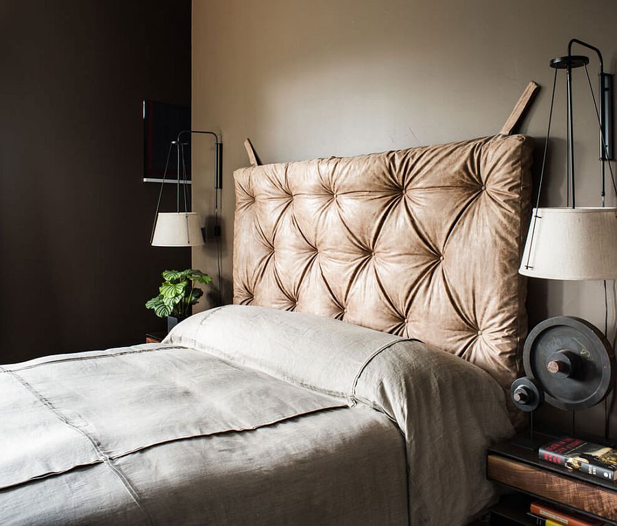 Rustic bedroom with contemporary touches and plush decor