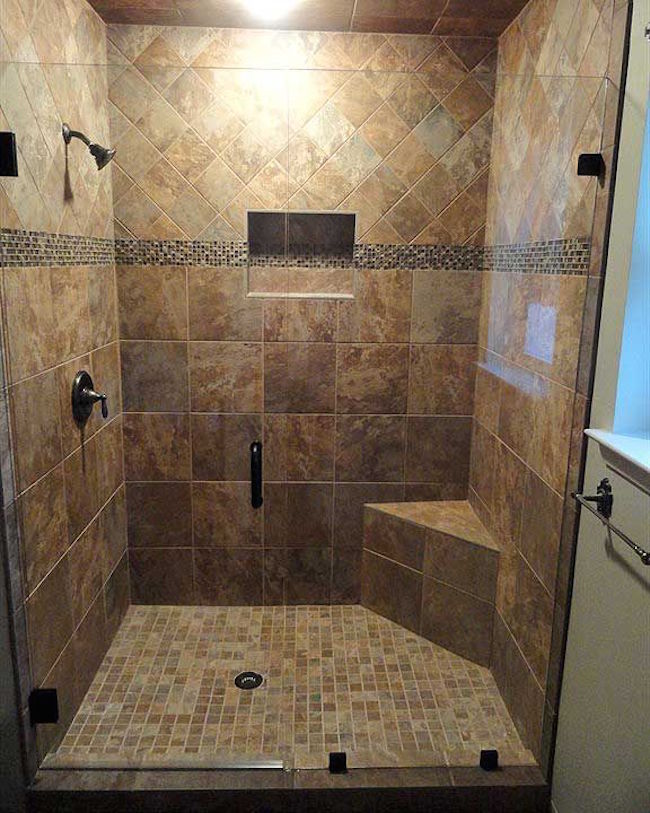 Small corner bench in walk-in shower