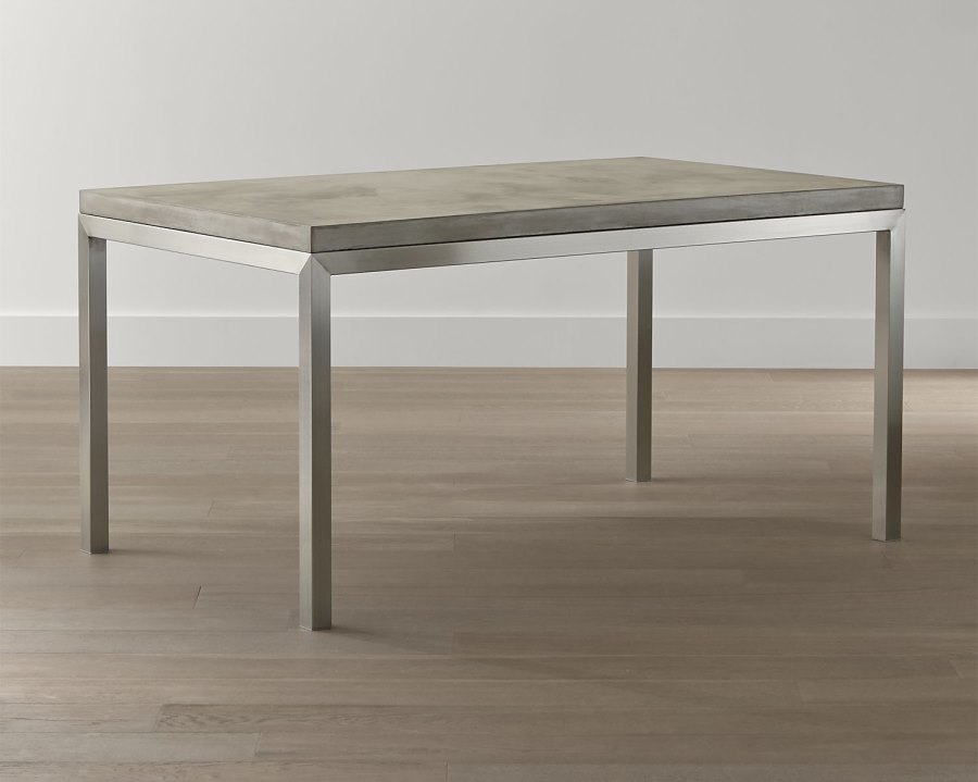 Stainless steel and concrete dining table