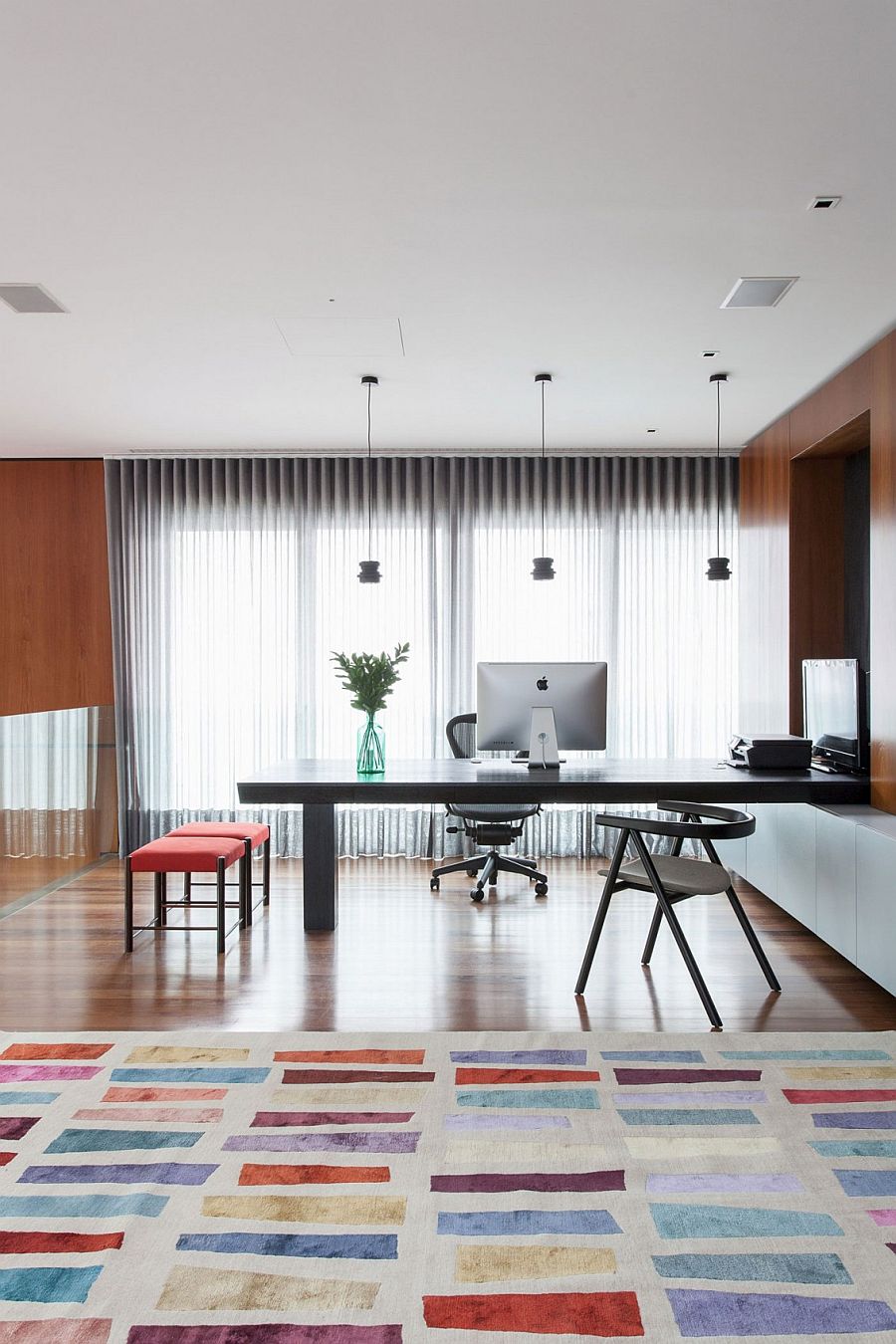 Stylish contemporary home office with custom desk