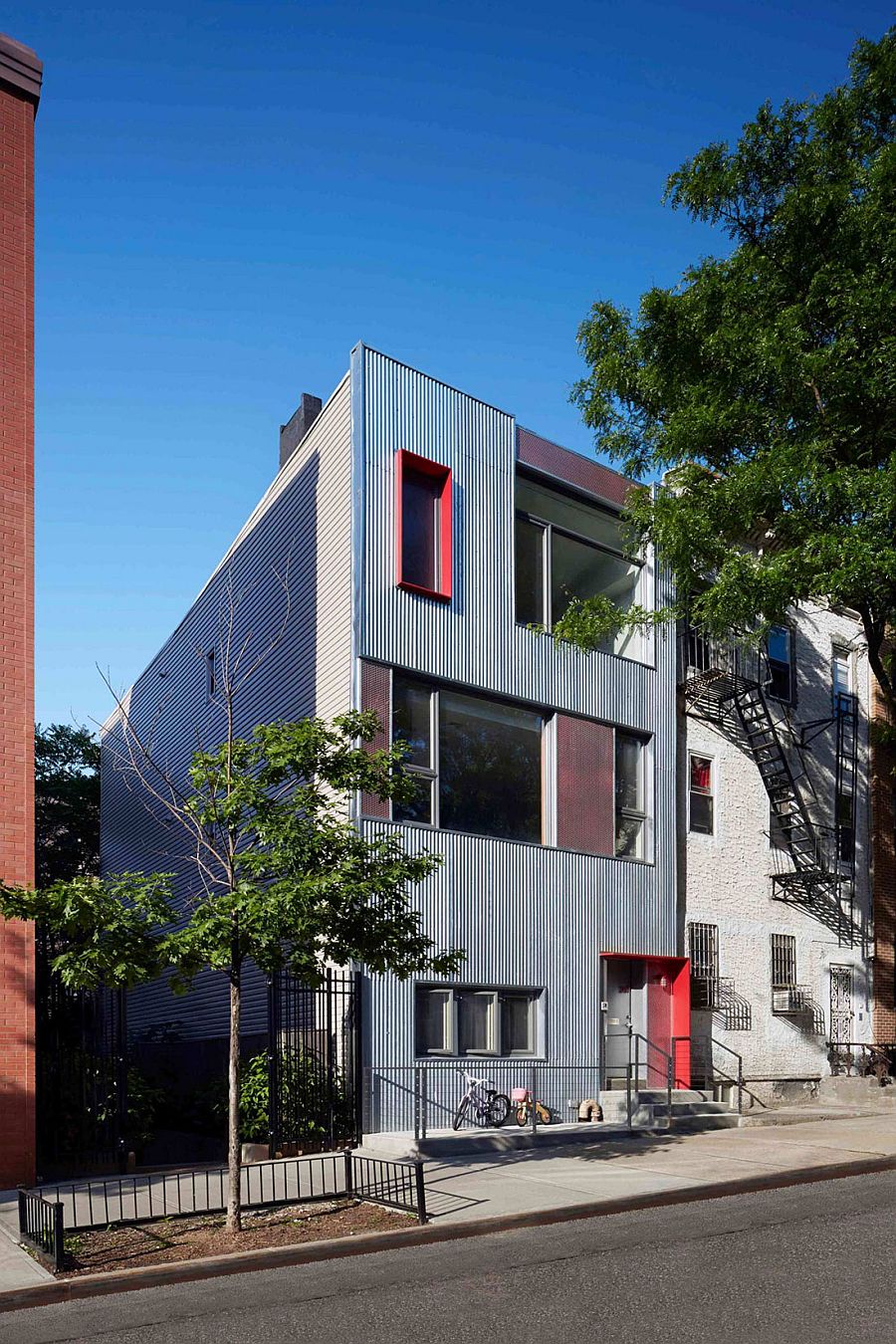 Unique metallic exterior of Gutman-Umansky Residence in Brooklyn