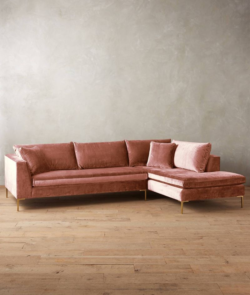 Velvet sectional sofa from Anthropologie