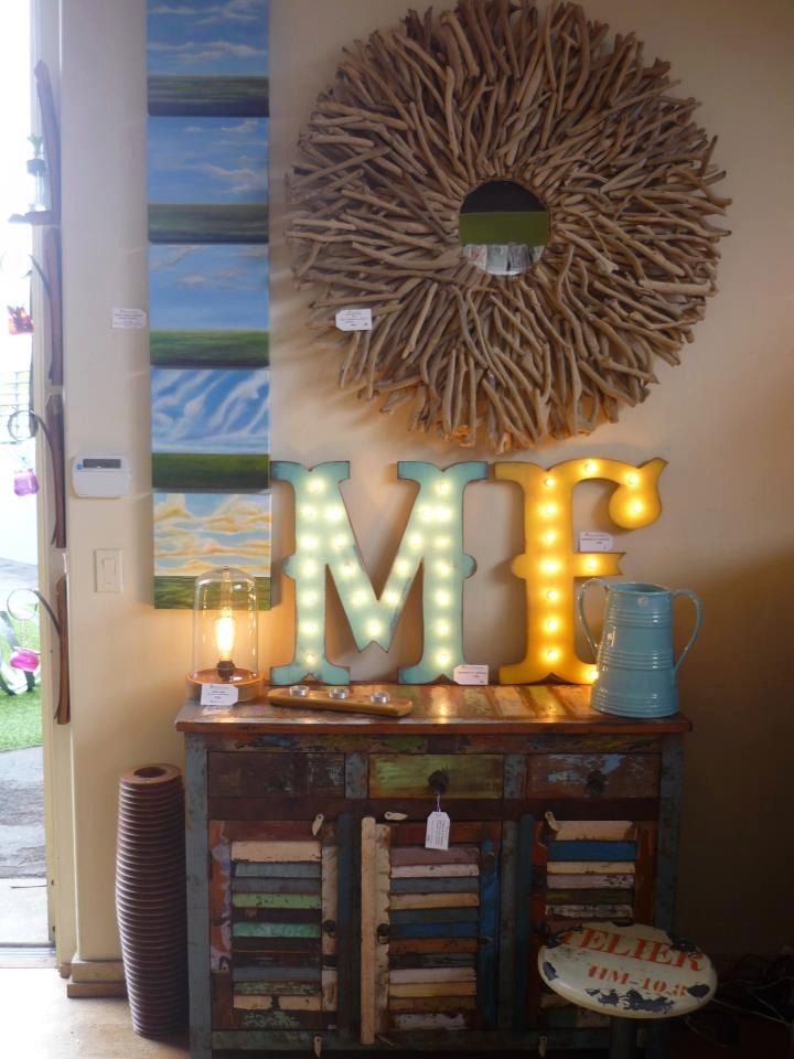 Vintage marquee letters to dress up an old worn dresser