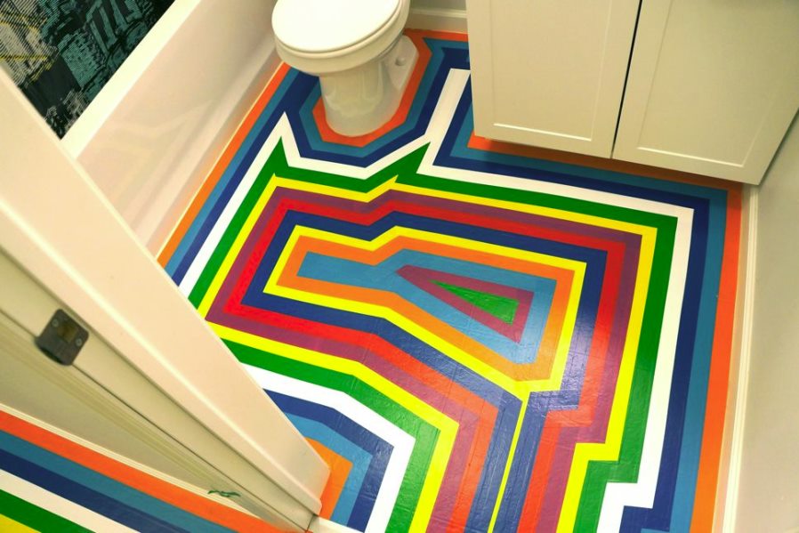 Vinyl tape floor makeover from Jezebel