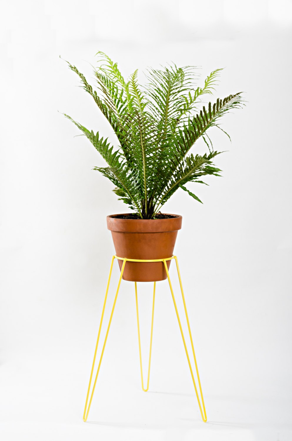 Yellow plant stand from Etsy shop WirelyHome