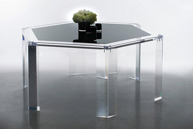 Acrylic dining table from Alexandra Von Furstenburg