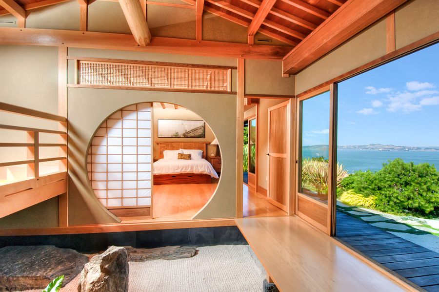 Asian bedroom utilizes the classic Shoji Screen [From: Decker Bullock Sotheby's International Realty]