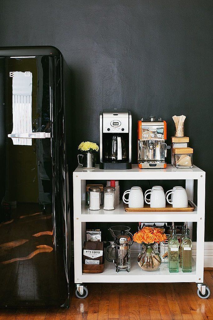 Bar cart used for a coffee station