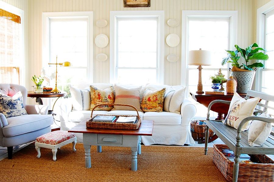 shabby chic living room colorful