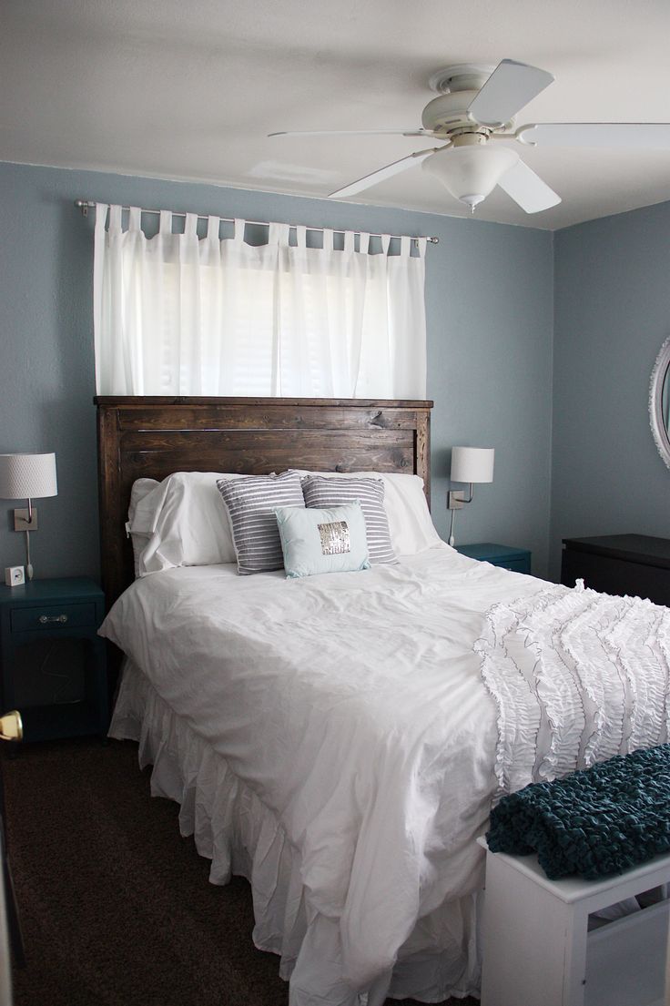 Bedroom with blue cloud, antique silver, and french gray colors