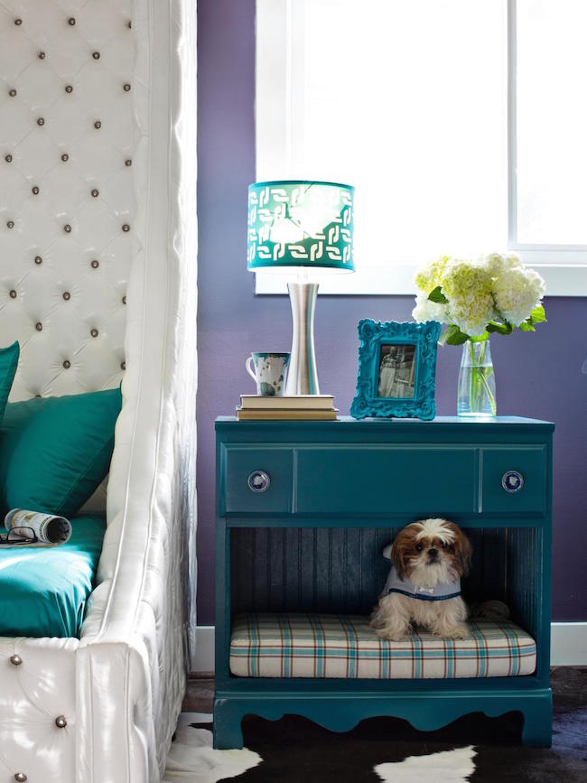 Bedside table with a a built-in dog bed