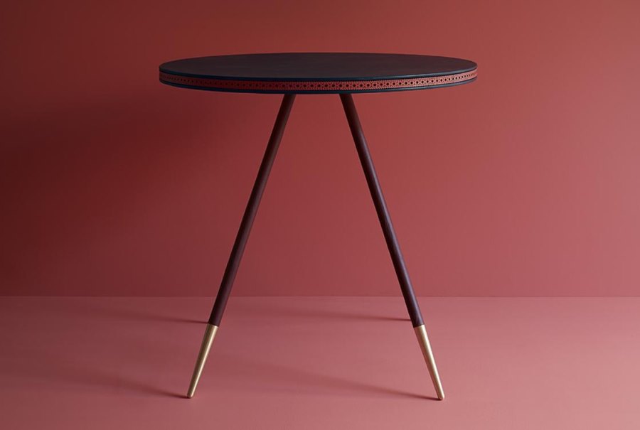 Bethan Gray dining table with a leather strip