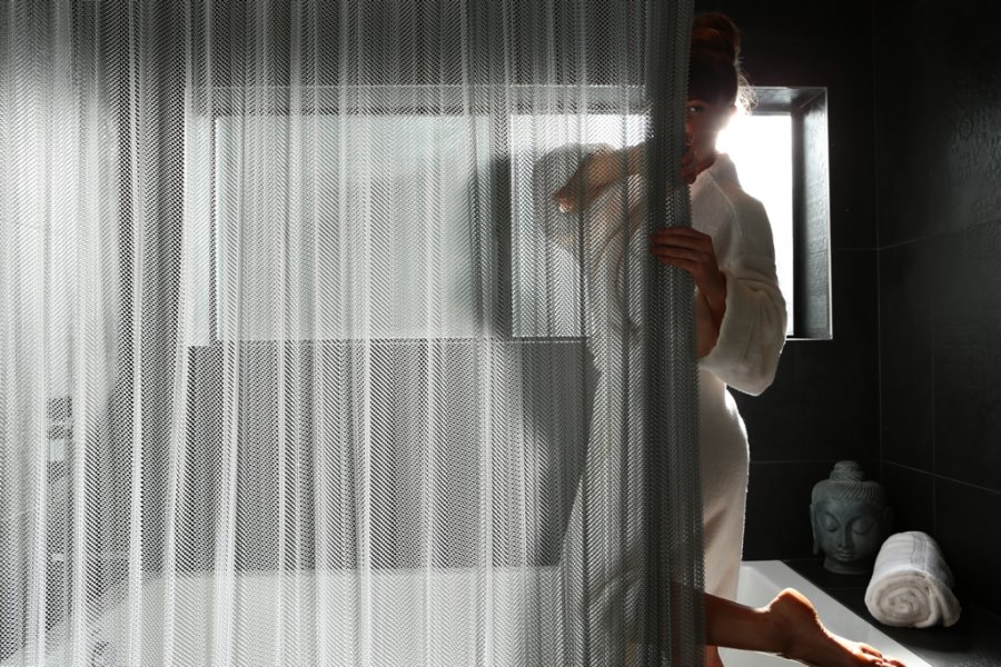 Cascade coil luxury shower curtain