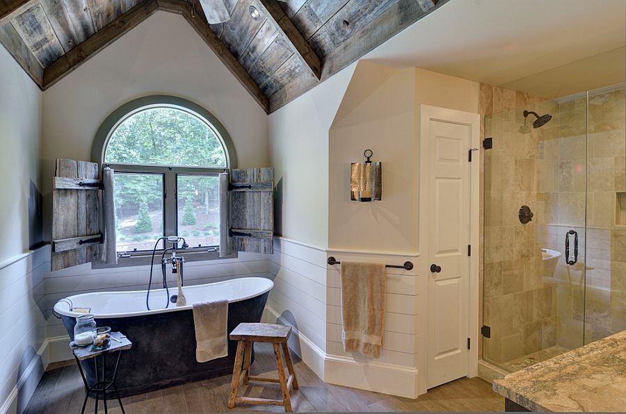 Cast iron tub with custom finish for the eclectic bathroom [Design: Weidmann Remodeling]