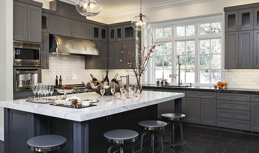 50 Gorgeous Gray Kitchens That Usher in Trendy Refinement  Grey kitchen  designs, Kitchen cabinet design, Modern kitchen remodel