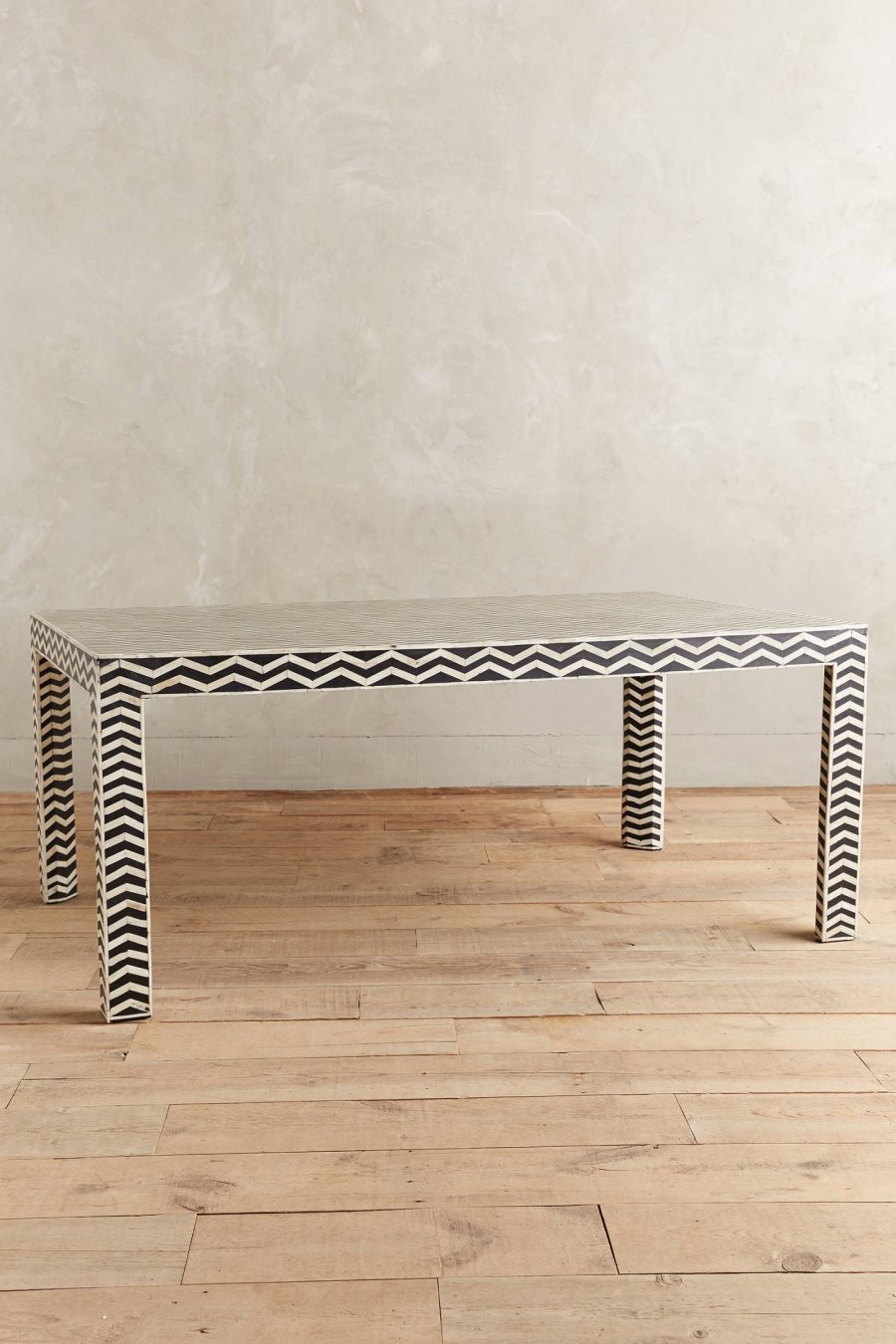 Chevron- and zigzag-patterned table from Anthropologie