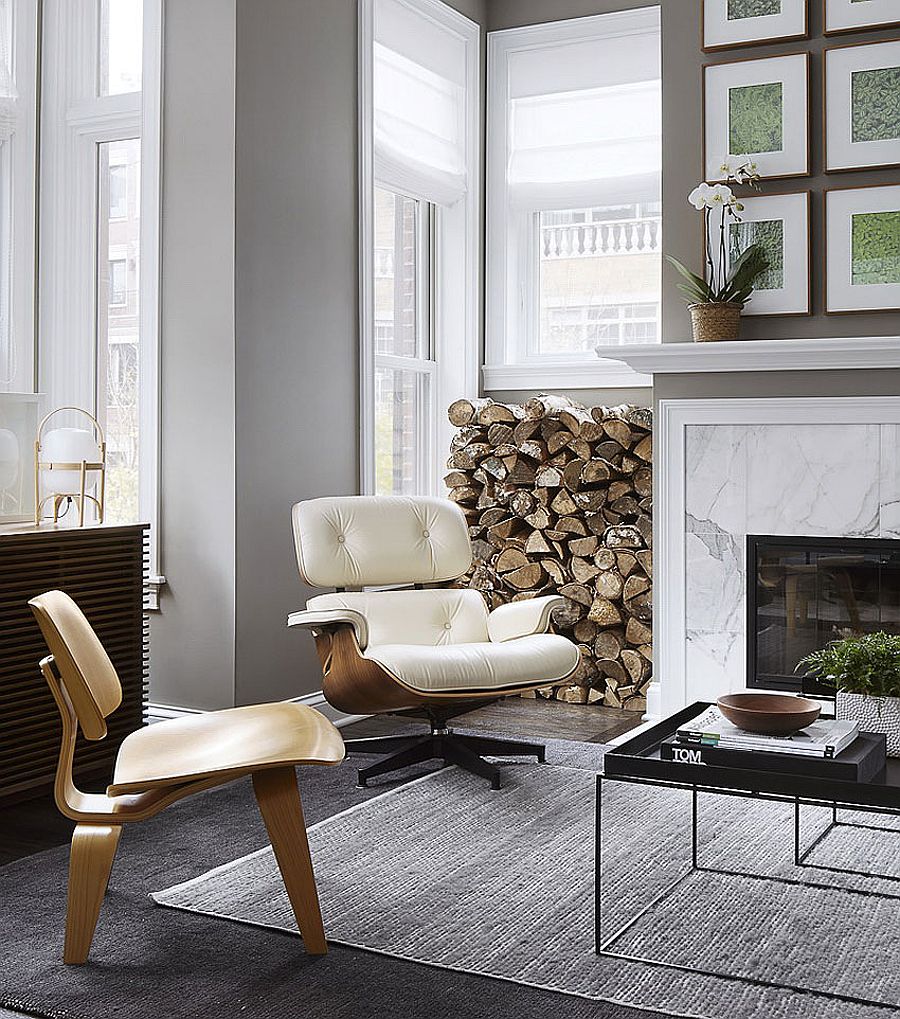 Classic Eames Lounger and Midcentury decor bring class to the living room