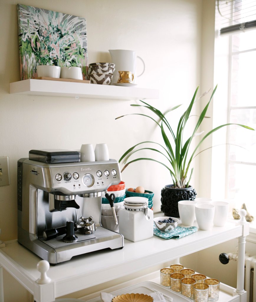 Clean and white coffee station