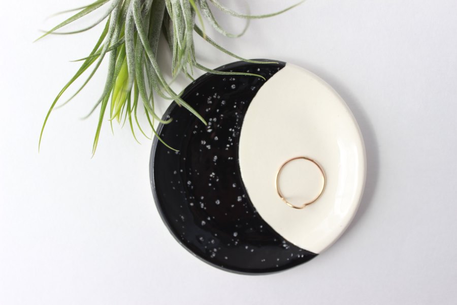 Crescent moon ring dish from Etsy shop Quiet Clementine