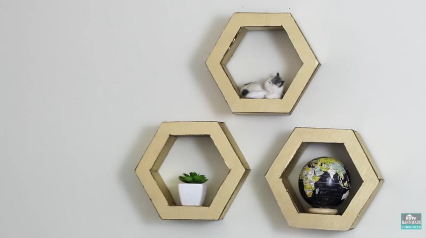 DIY hexagon shelves from HGTV