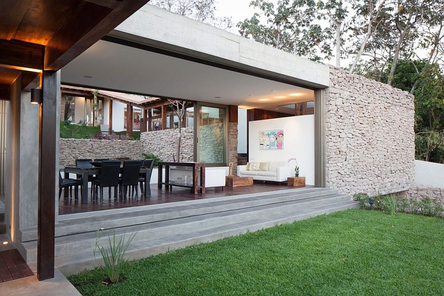 Dining area and living space of the Garden House