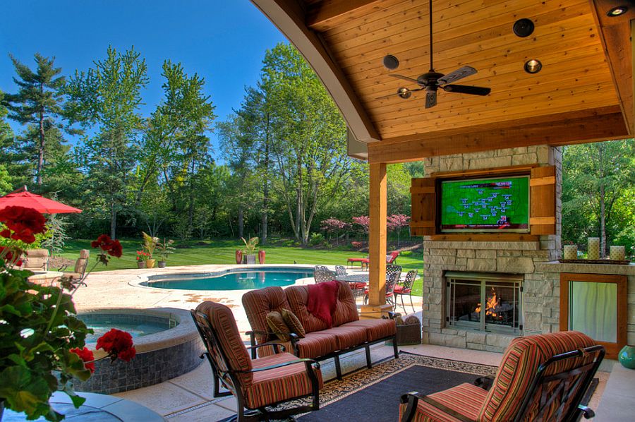 Expansive outdoor living area with TV