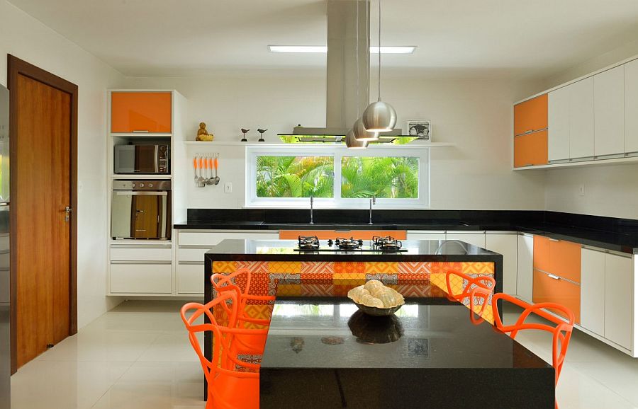 Fabulous use of orange and yellow in the contemporary kitchen