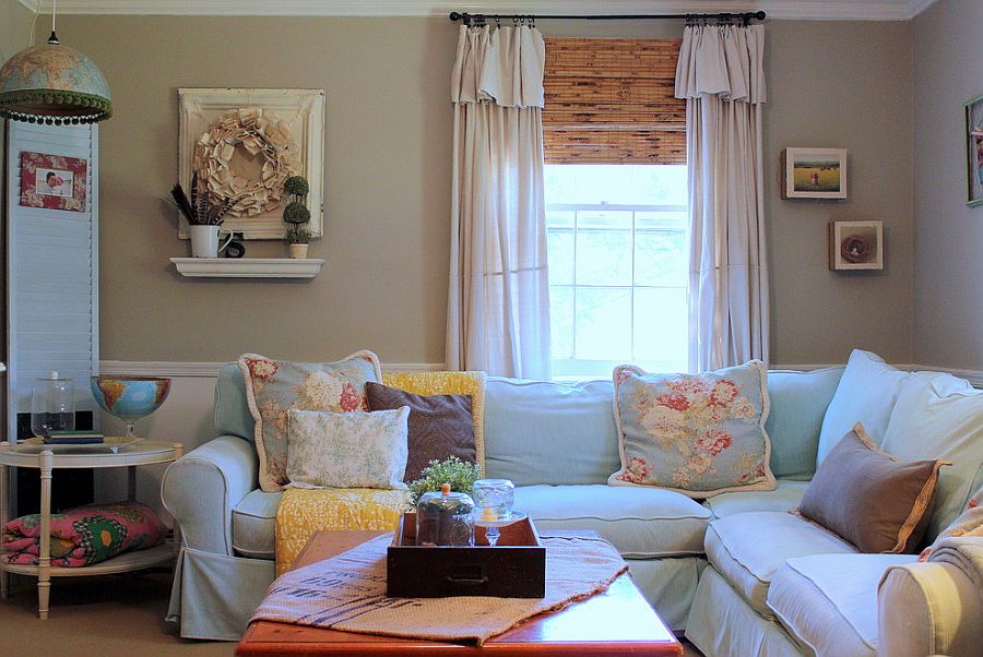 Farmhouse living room with vintage furniture [From: Sara Bates]