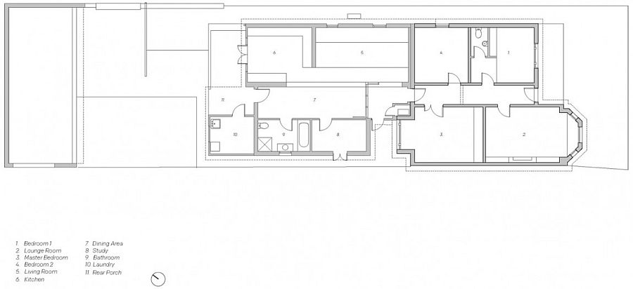 Floor plan of the Diagonal House before renovation