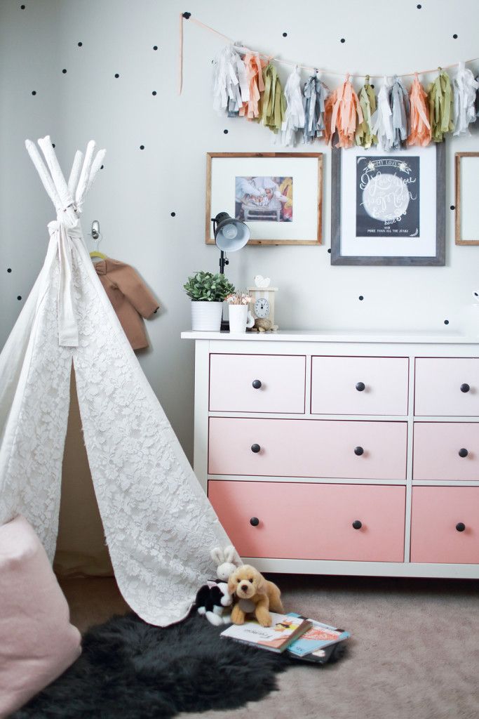 Girly teepee reading nook made with lace fabric