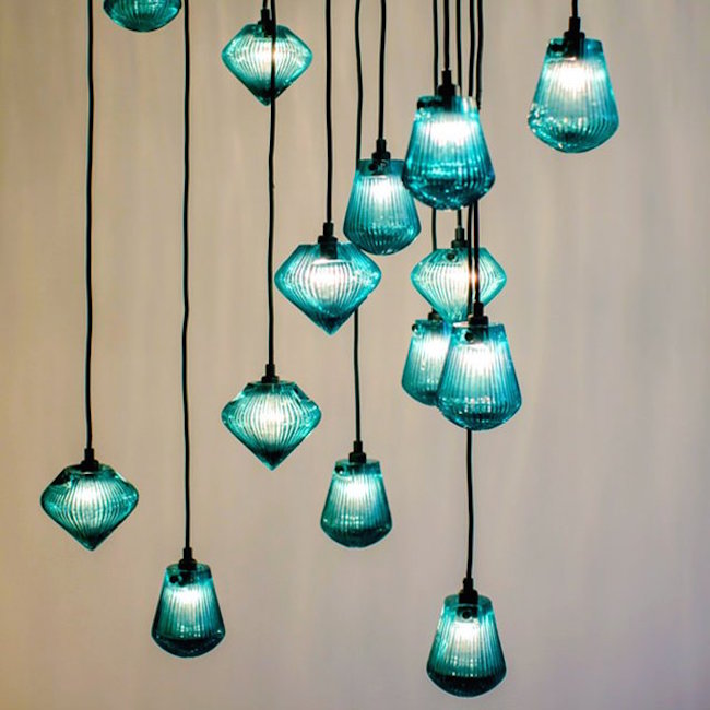 Glass bead pendant light by Tom Dixon